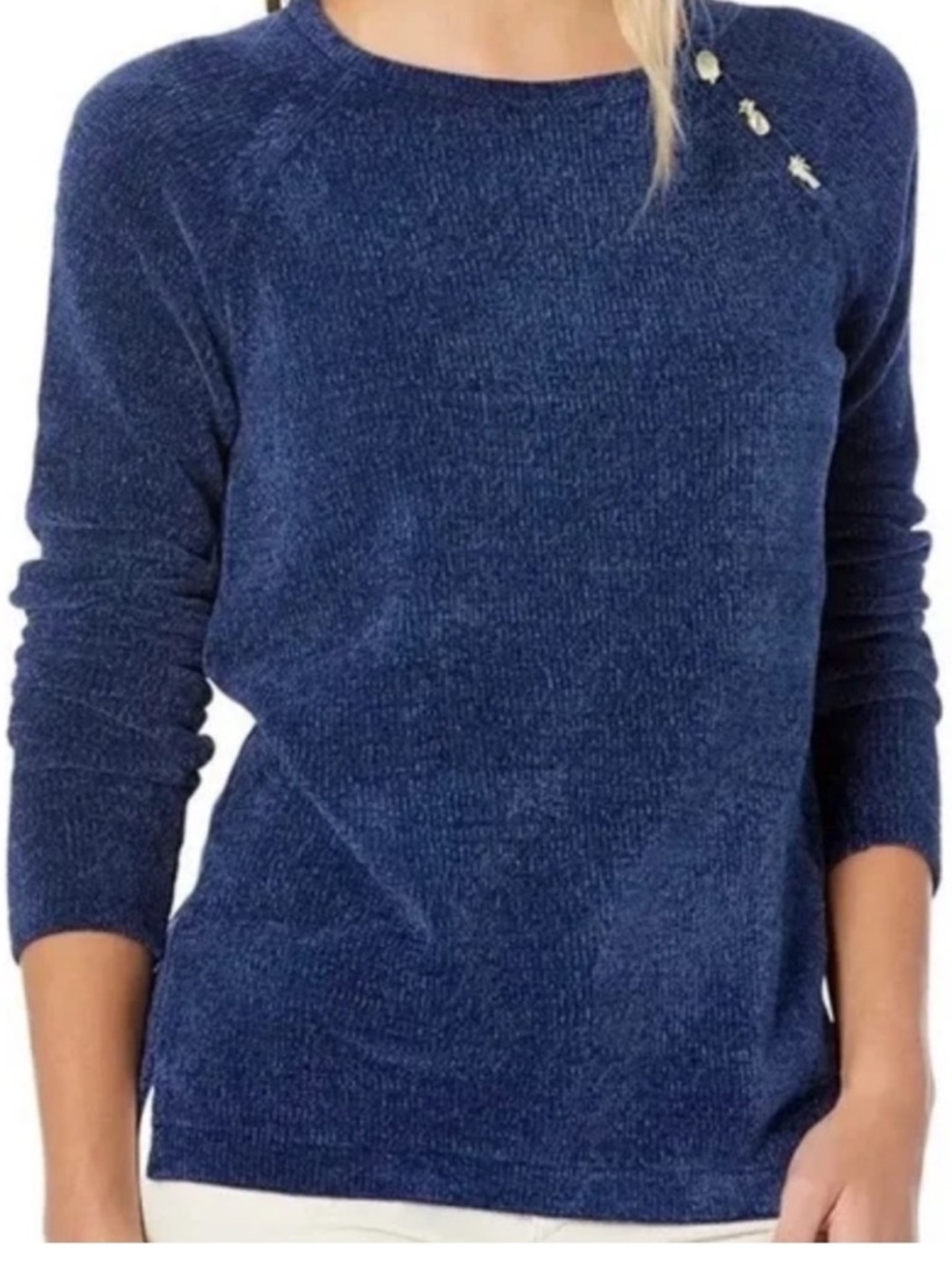 EUC Lilly Pulitzer Pippin Chenille Sweater Low Tide Blue Size XL